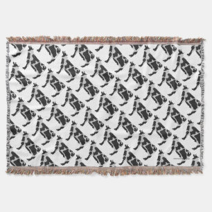 Svartvit Silhouette för ko Filt