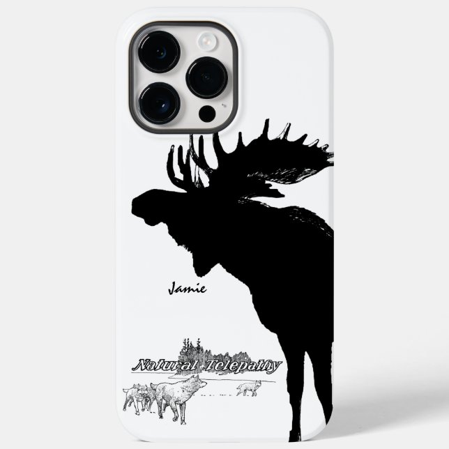 Svartvit Silhouette-Vintage Moose-Varg (Baksida)