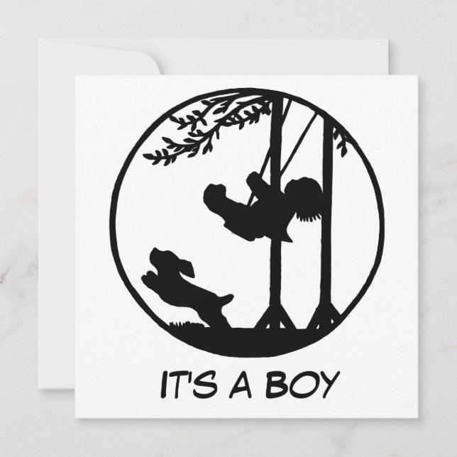 Svartvit silhouettekonstbaby shower inbjudningar (Framsida)