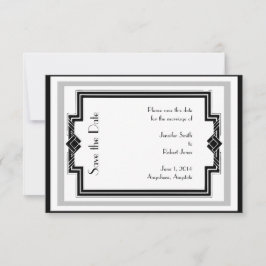 Svartvit Silver Art Deco Ram Spara datum Datumet