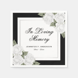Svartvit Silver-Blommigt, begravningsminne Pappersservett