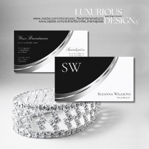 Svartvit Silver-dekor med modern monogram Visitkort