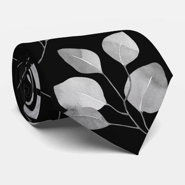 Svartvit Silver-dollar Eucalyptus Bröllop Slips (Rullad)