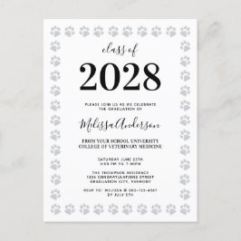 Svartvit Silver Glitter Tass avtryck Studenten Inbjudan Vykort