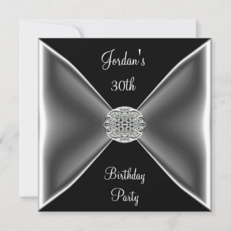 Svartvit Silver judisk 30års födelsedag Party Inbjudningar