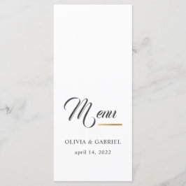 Svartvit. Simple elegant bröllop middag Meny