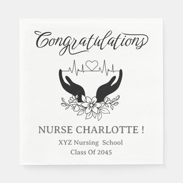 Svartvit sjuksköterska, Studentfest Pappersservett (Framsidan)