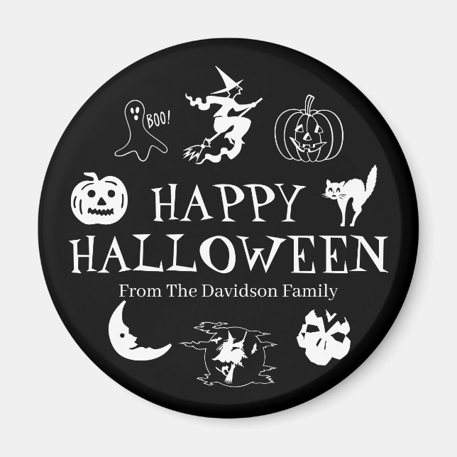 Svartvit skämt om happy halloween magnet (Framsidan)