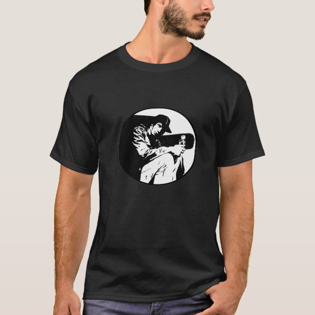Svartvit Skateboarder T-Shirt (Framsida)