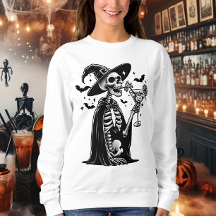 Svartvit Skeleton Halloween fest T Shirt