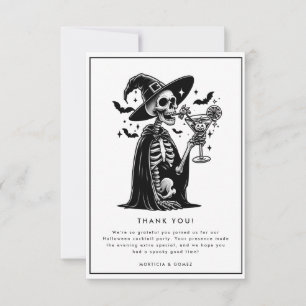 Svartvit Skeleton Halloween fest Tack Kort