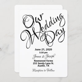 Svartvit skript Bröllop Inbjudningar