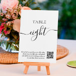 Svartvit skript bröllop QR-kod för elegant Bordsnummer<br><div class="desc">Elegantens svartvita skript bröllop bordsnummer,  med QR-kod som du kan söka efter för gästerna att  sina foton,  lägg till ditt foto på baksidan för att få en bröllop behålla.</div>