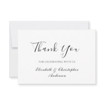 Svartvit skript Elegant bröllop - tackkort