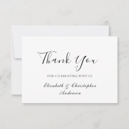 Svartvit skript Elegant bröllop - tackkort Tack Kort