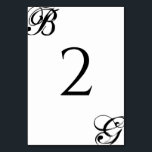 Svartvit skript, Monogram Bröllop Bordsnummer<br><div class="desc">Den här designen har initialerna från bruden och brudgummen som huvudfokus för designen. Personlig-skript initialer som använder skriptteckensnittstypografi skapar en perfekt med modern och elegans. En enkel anpassningsbar minimalistisk utformning av bröllop-bordsnummer med ett modernt svartvitt monogram. Det finns också möjlighet att matcha bröllopsinbjudningar och kontorsartiklar. Om du vill placera om...</div>