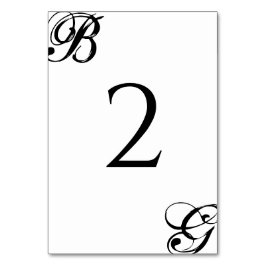 Svartvit skript, Monogram Bröllop Bordsnummer