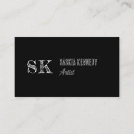 Svartvit skript, Professionell Monogram Artist Visitkort