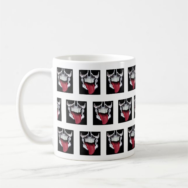 Svartvit Skull Mönster Kaffemugg (Vänster)