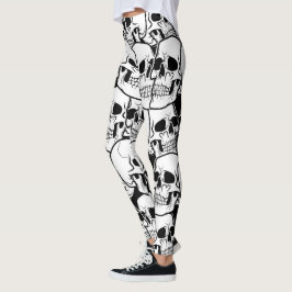 Svartvit Skull Mönster Leggings