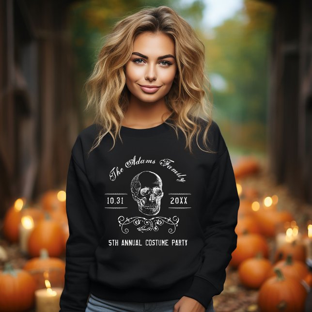 Svartvit Skull, Personlig Halloween fest Lång Ärmad Tröja (Skapare uppladdad)