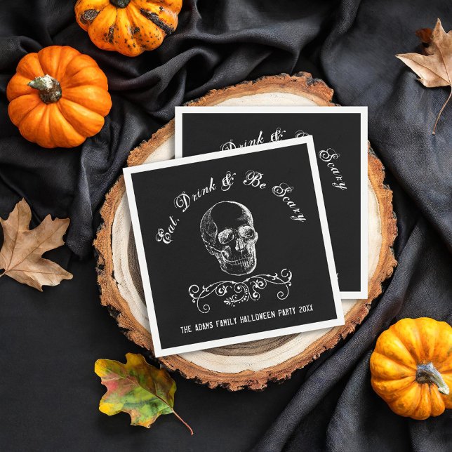 Svartvit Skull, Personlig Halloween fest Pappersservett (Skapare uppladdad)