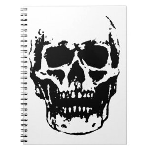 Svartvit skullsbild anteckningsbok med spiral