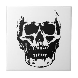 Svartvit skullsbild kakelplatta