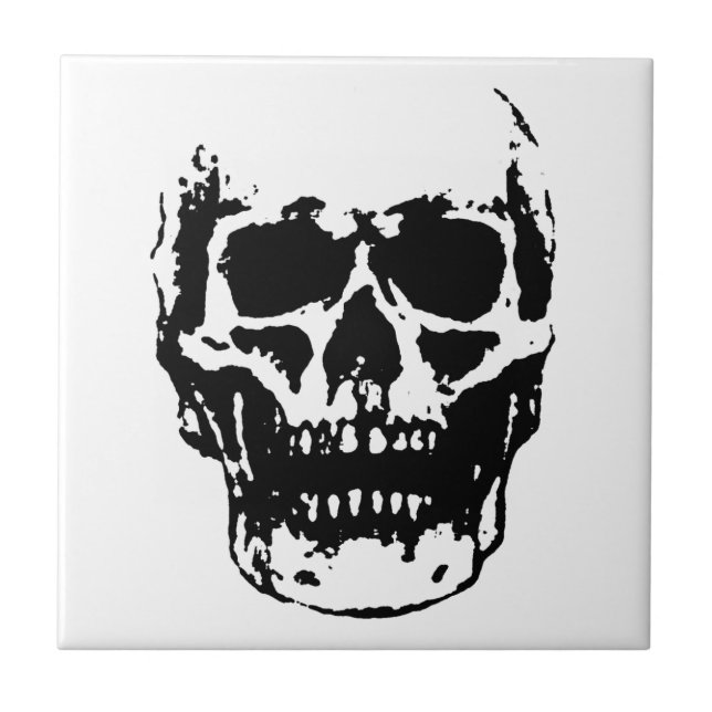 Svartvit skullsbild kakelplatta (Framsidan)
