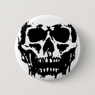 Svartvit skullsbild knapp