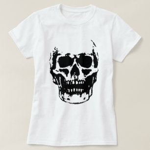 Svartvit skullstolpe t shirt