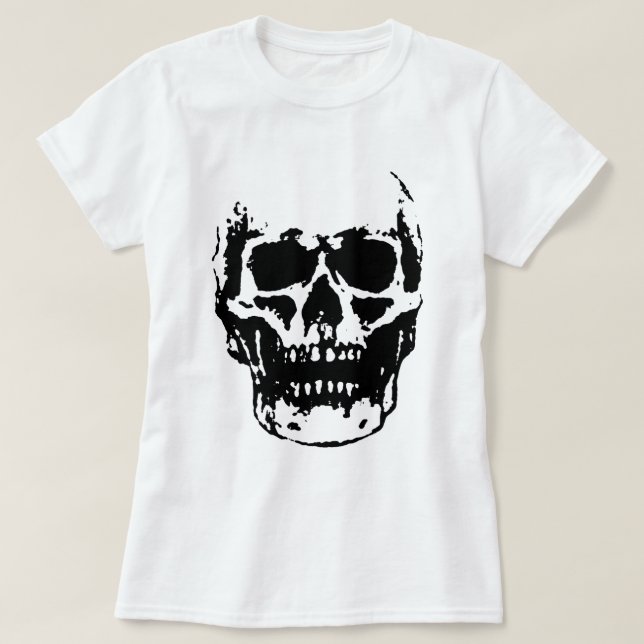 Svartvit skullstolpe t shirt (Design framsida)