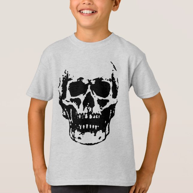 Svartvit skullstolpe t shirt (Framsida)