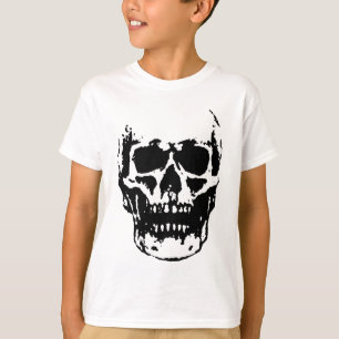 Svartvit skullstolpe t shirt