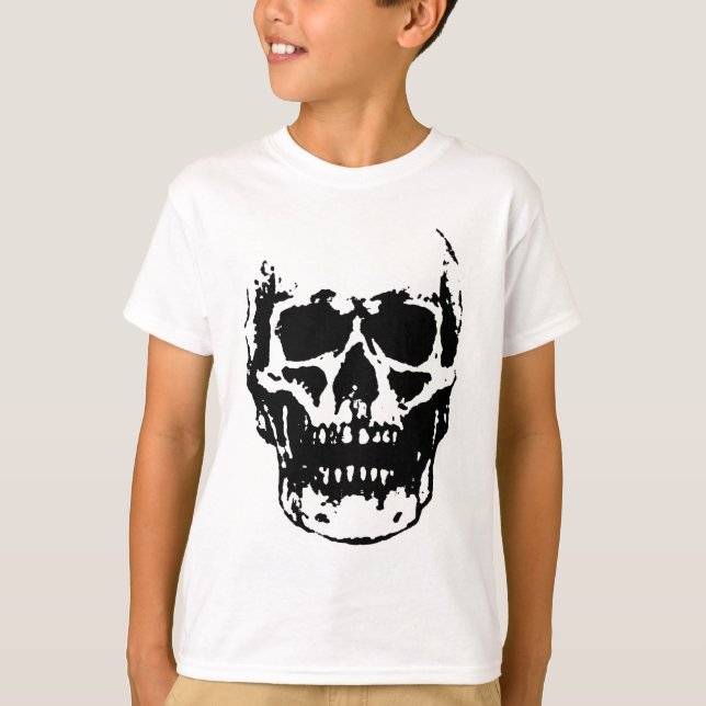 Svartvit skullstolpe t shirt (Framsida)