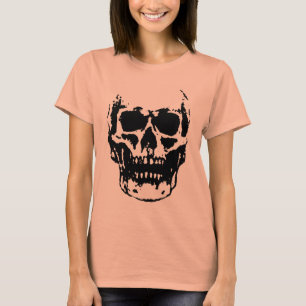 Svartvit skullstolpe tee