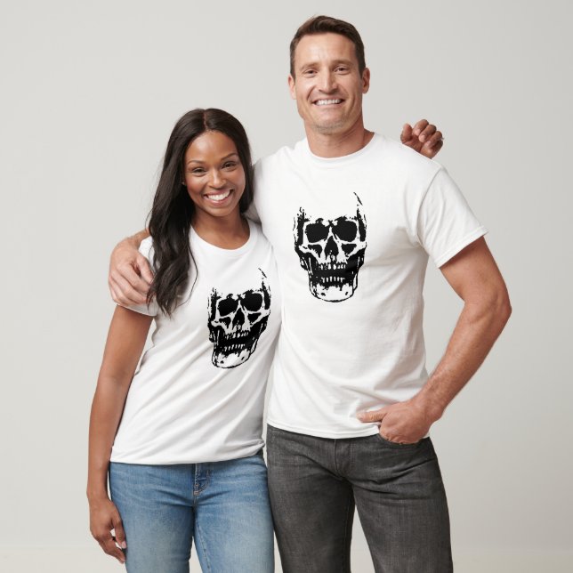 Svartvit skullstolpe tee shirt (Unisex)