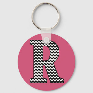 Svartvit skvron R Monogram Basic-nyckelkedja Nyckelring
