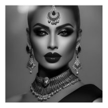 svartvit smyckeskvinna i Mode, svartvit