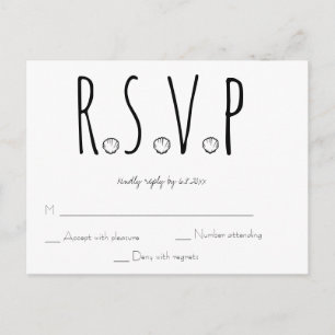 Svartvit Snäcka Beach Wedding OSA kort