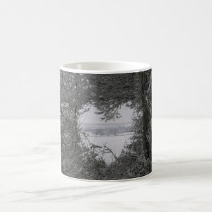 Svartvit Snö Heart-foto-jul i Kärlek Kaffemugg