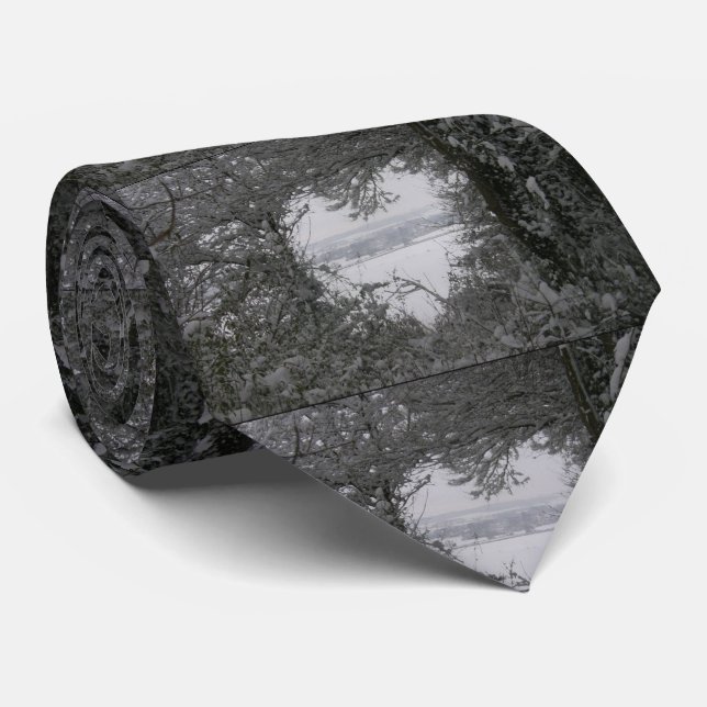 Svartvit Snö Heart-foto-jul i Kärlek Slips (Rullad)