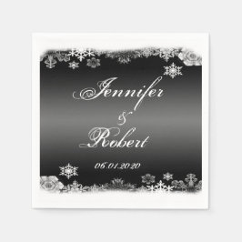 Svartvit snöflake Bröllop Pappersservett