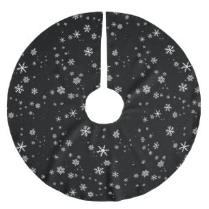 Svartvit snöflake Mönster Julgransmatta Borstad Polyester