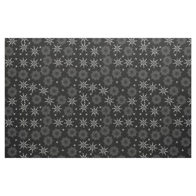 Svartvit snöflake Mönster Tyg (Fat Quarter)