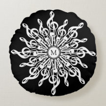 Svartvit snöflake Musik noter Monogram