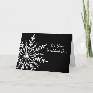 Svartvit snöflingfamilj Bröllop Kort