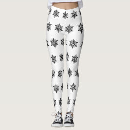 Svartvit snöflingor Helgdag Vinterjul Leggings