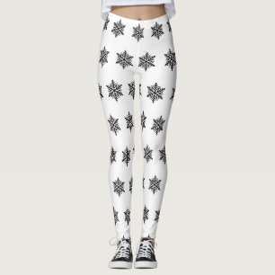 Svartvit snöflingor Helgdag Vinterjul Leggings