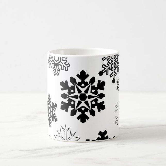 Svartvit Snöflingor Kaffemugg (Center)
